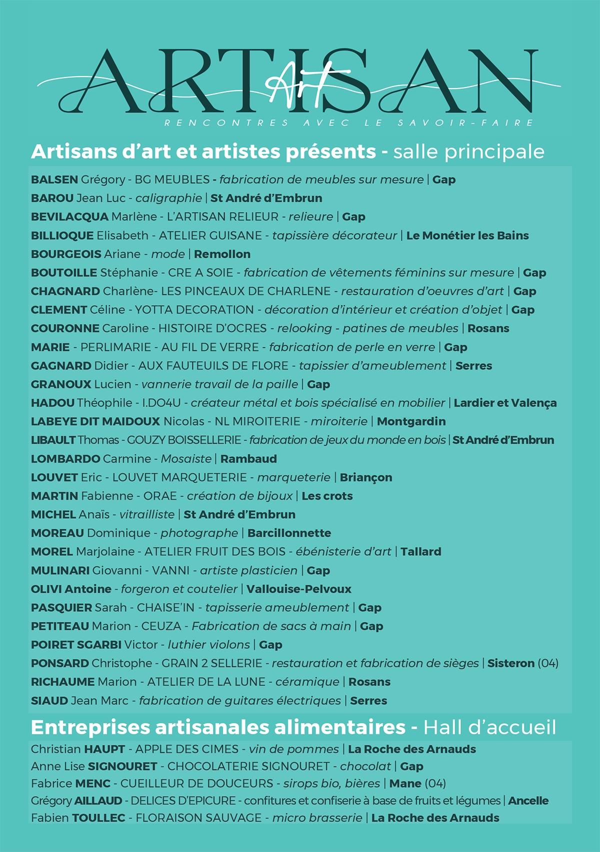 Artisan'Art 2023 : 1er et 2 avril 2023 à Gap